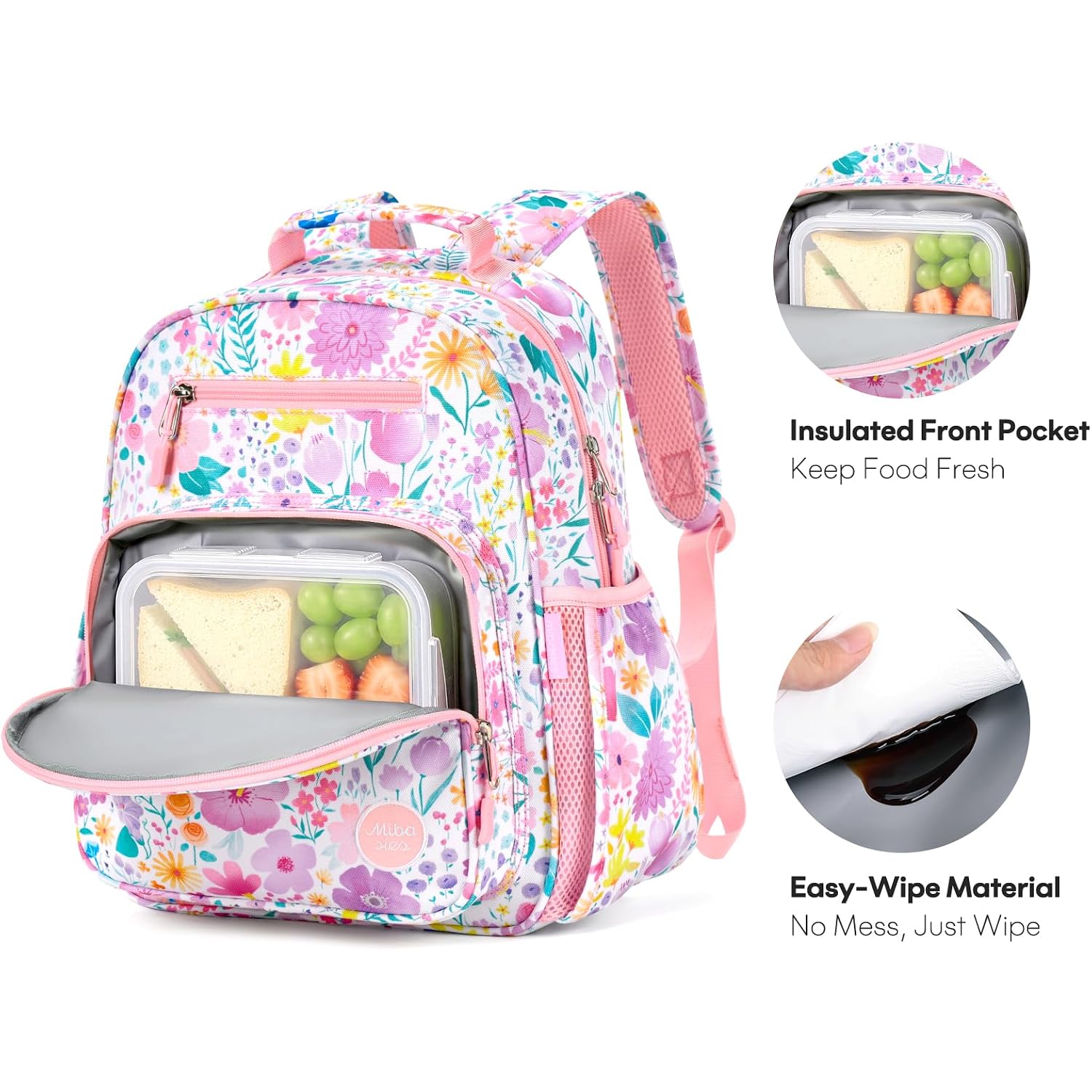 Kids Backpack For Girls: Girls Backpack 5-8 - Kindergarten Elementary School Bookbag For Girl - Flower Pink