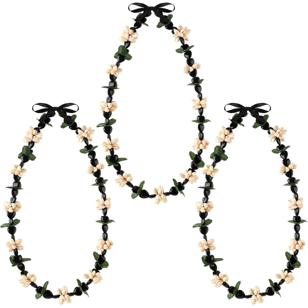 Rtteri Graduation Kukui Nuts Lei Hawaiian Leis with Cowrie Shell Faux Leaf 32'' Adjustable Luau Party Accessories for Men Women