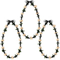 Rtteri Graduation Kukui Nuts Lei Hawaiian Leis with Cowrie Shell Faux Leaf 32'' Adjustable Luau Party Accessories for Men Women