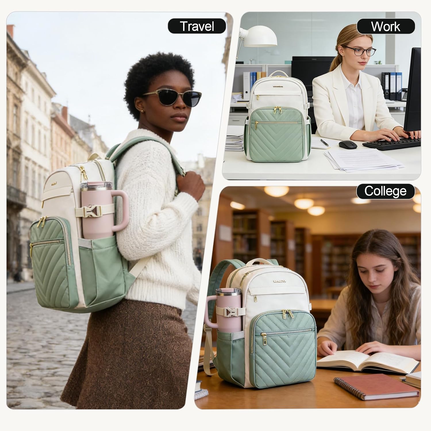 Vankean 15.6 Inch Laptop Backpack For Women Large Capacity Waterproof