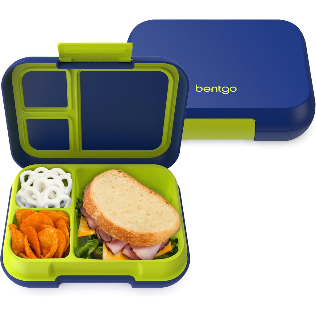 Bentgo Pop - Leak-Proof Lunch Box & Removable Divider For Ages 8+ & Teens - Lunch Container Holds 5 Cups Of Food; 3-4 Compartments; Microwave/Dishwasher Safe; 2 Year Warranty (Navy Blue/Chartreuse)