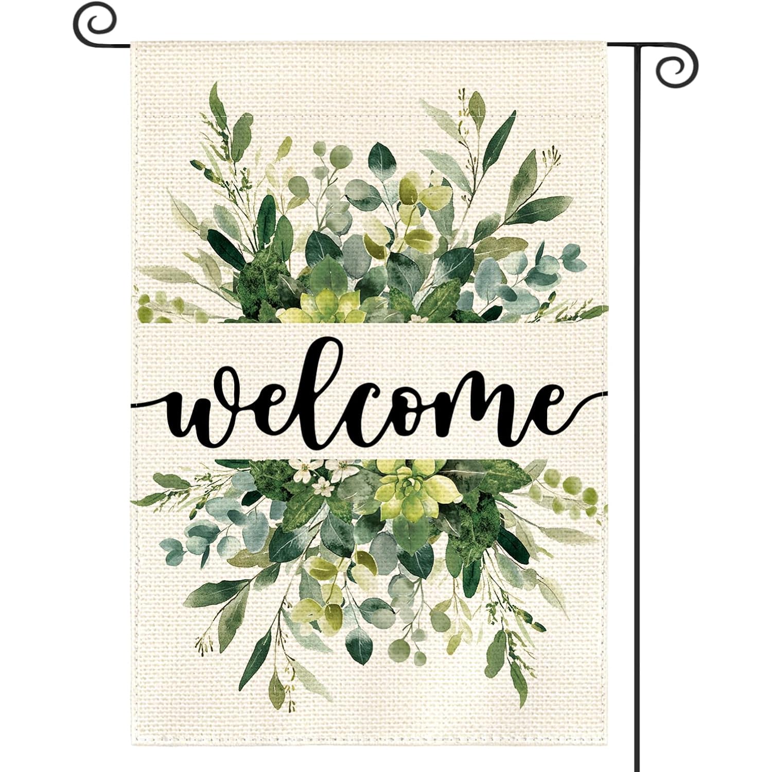 Avoin Colorlife Spring Summer Floral Welcome Garden Flag Outside 12X18 Inch | Double Sided, Weather & Fade Resistant, Yard Outdoor Decoration, All Season, Eucalyptus Greenery