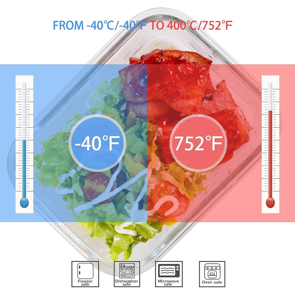 18 Piece Glass Food Storage Containers With Lids, Glass Meal Prep Containers, Food Storage Containers For Food Storage, Bpa Free & Leak Proof (9 Lids & 9 Containers)