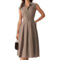 Rihoas Women'S Plaid Dress Sleeveless Button Up Midi A Line Dress Office Work Dress