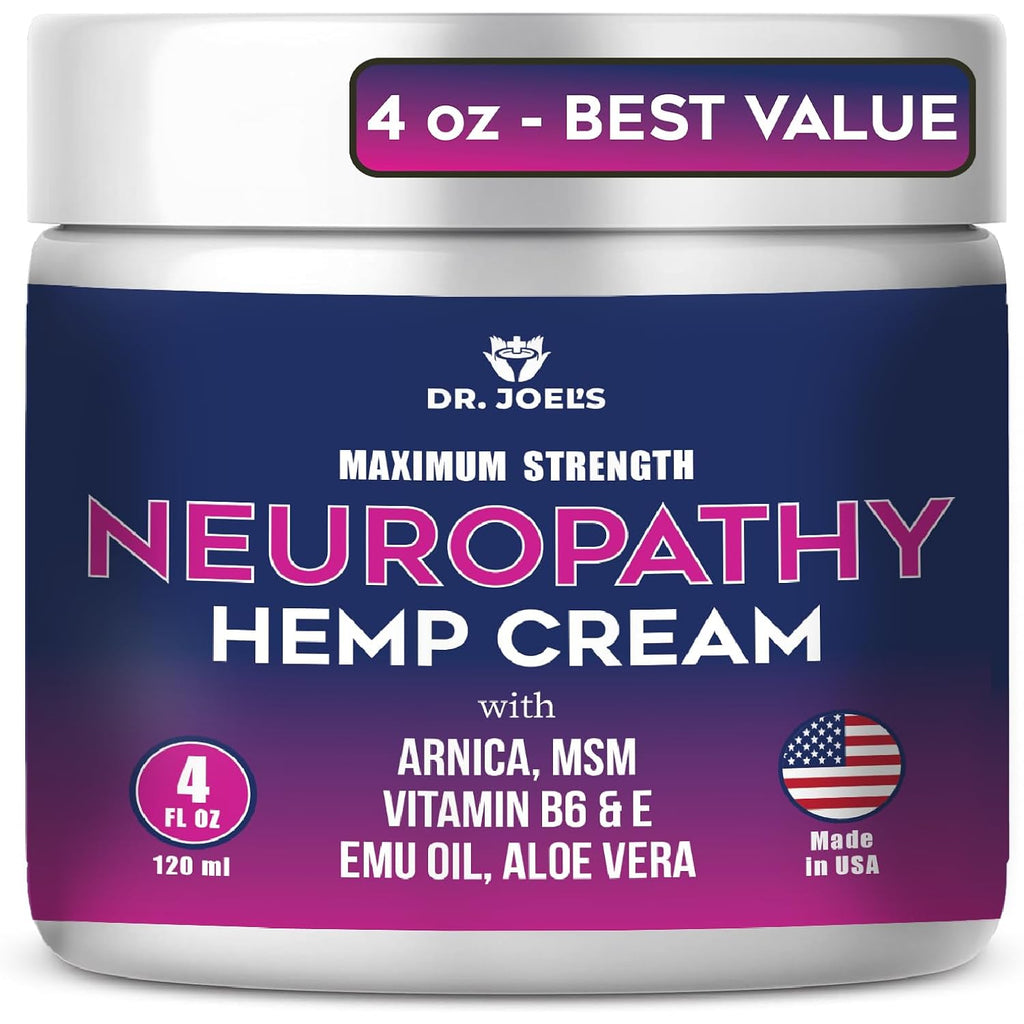 Dr. JOEL'S Neuropathy Nerve Relief Cream - Organic Neuropathy Support Cream for Feet, Hands, Legs and Toes - 4 OZ Value Pack- Made in USA