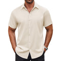 Coofandy Men'S Button Down Shirt Short Sleeve Dress Shirt Casual Beach Summer Wedding Shirt