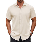 Coofandy Men'S Button Down Shirt Short Sleeve Dress Shirt Casual Beach Summer Wedding Shirt