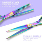 Hair Cutting Scissors Kit, Professional Barber Scissors Hairdressing Shears Set With Stainless Steel Hair Scissor Thinning Scissor For Men Women Pet 10 Pcs Rainbow