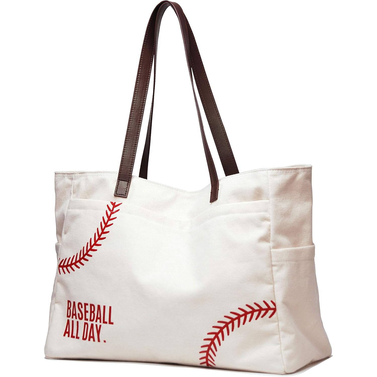 Canvas Tote Bag for Women, Embroidery Baseball Mom Bag, Baseball Mom Accessories, Sports Team Must Have, Baseball Gifts, Baseball-Specific Daily Use for Games, Travel, Gym(X-large white) …