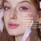 Flower Knows Violet Strawberry Rococo Glowy Lip Gloss,Moisturizing Shimmery Transparent Pink Plumping Lip Oil,Hydrating Lip Tint for Girls&Women,Vegan & Cruelty-Free,0.12 Fl Oz(G03 Berry Bomb)