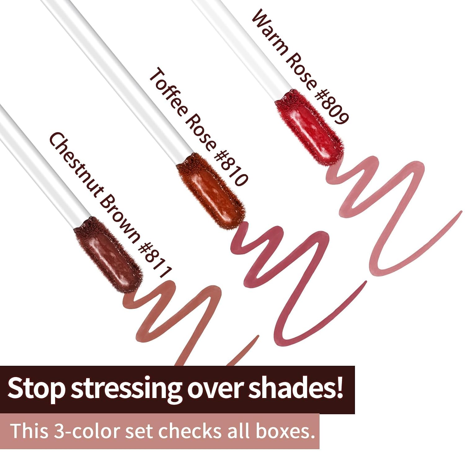 3Pcs Lip Stain Peel Off Set With Tweezer, Peel Off Lip Liner Stain Long Lasting Waterproof, Matte Lip Tattoo Tint Transfer Proof, Highly Pigmented Color Lip Makeup(#809+810+811)