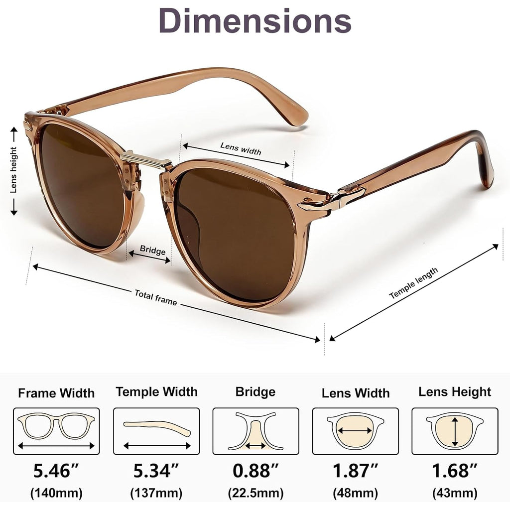 Visoone Classic Round Sunglasses For Women Men Retro Metal Bridge Uv400 Protection Dora