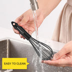 Silicone Whisk Set 8" 10" Kitchen Whisk Kitchen Wisk Wire Whisks For Cooking, Whisking, Blending, Beating, Stirring-Black