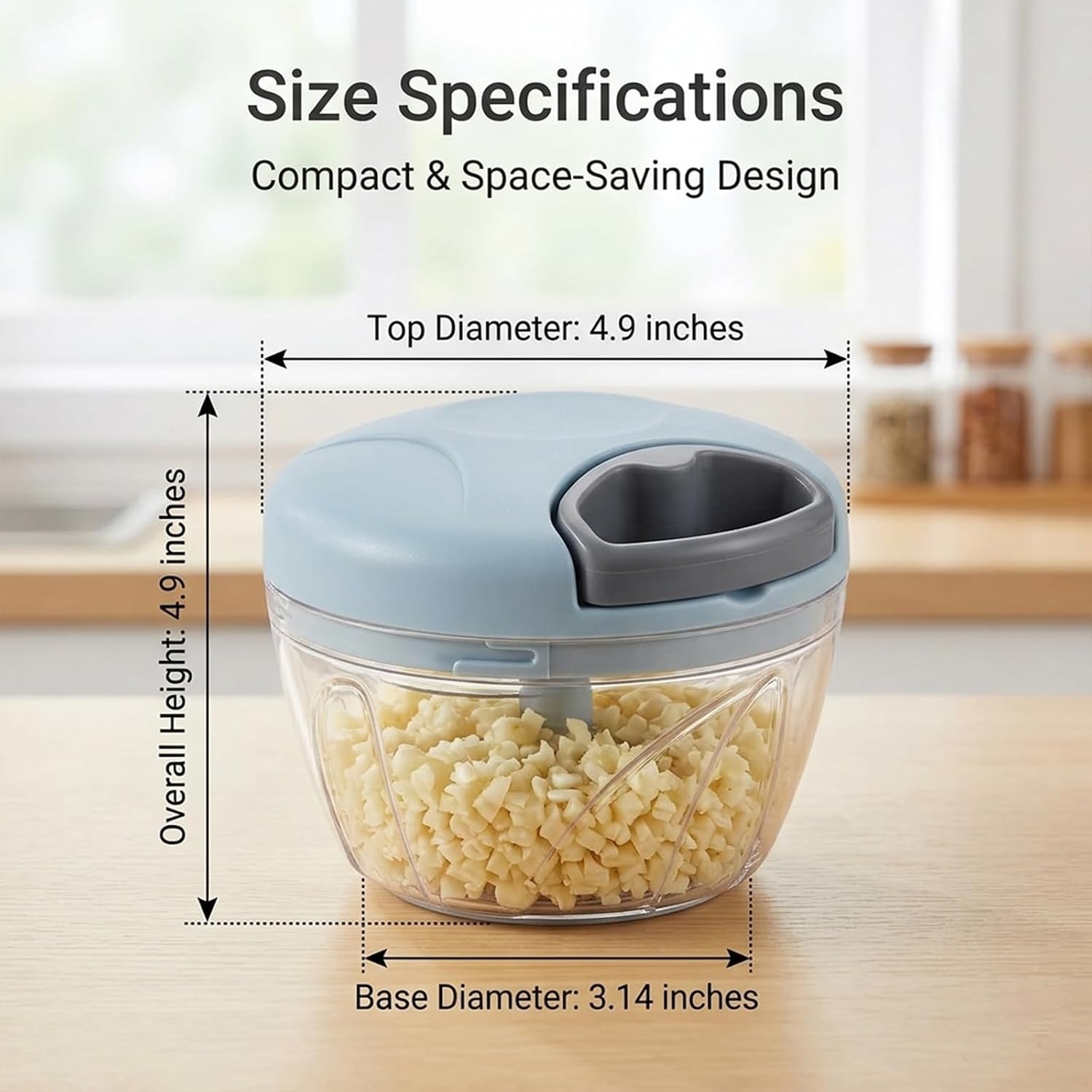 Manual Food Processor, Hand Pull Vegetable And Herb Chopper, Easy Use Bpa Free Manual Cutter For Quick Prep For Ginger Fruits Garlic Nuts Onion, Blue