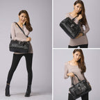 Women Skull Handbag Large Capacity Gothic Shoulder Bag Studded Doctor Handbag