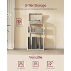 Vasagle Record Player Stand, 3-Tier Side Table, Vinyl Record Storage Up To 100 Albums, End Table For Living Room, Bedroom, Rustic White Ulet275W01