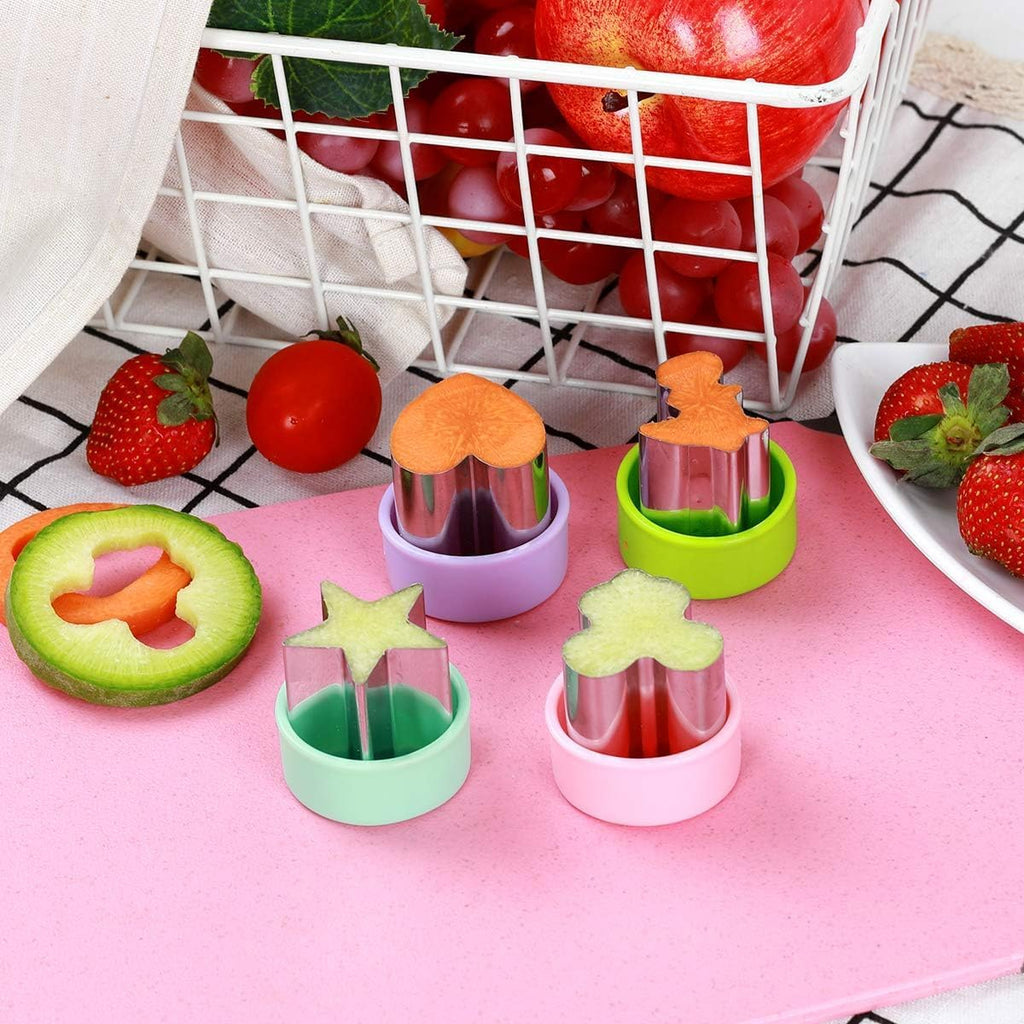 Vegetable Cutter Shapes Set (8 Pack) – 1.5" Stainless Steel Mini Cookie & Fruit Cutters For Kids, Bento Lunch, Sandwich, Fondant, Cheese, Baking & Food Prep