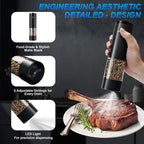 Electric Pepper Or Salt Grinder,Adjustable Coarseness Salt & Pepper Mill,With Led Light,Easy To Clean,Battery Powered,One Handed Operation,Kitchen Essential（1 Pack/Black）