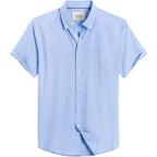 Alimens & Gentle Men'S Short Sleeve Oxford Shirt Regular Fit Button Down Collar Shirts With Pocket