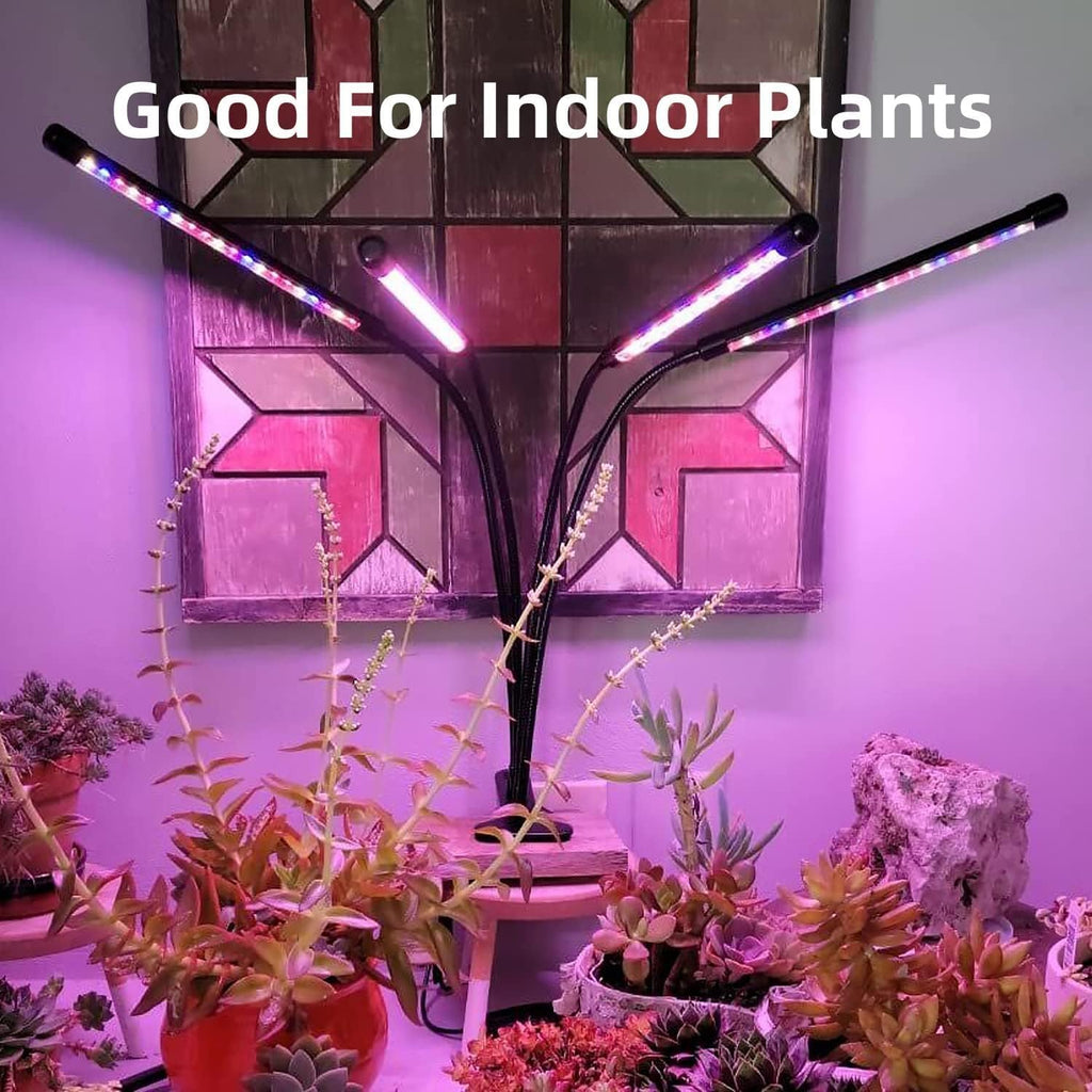 Leoter Grow Light For Indoor Plants - Upgraded Version 80 Led Lamps With Full Spectrum & Red Blue Spectrum, 3/9/12H Timer, 10 Dimmable Level, Adjustable Gooseneck,3 Switch Modes