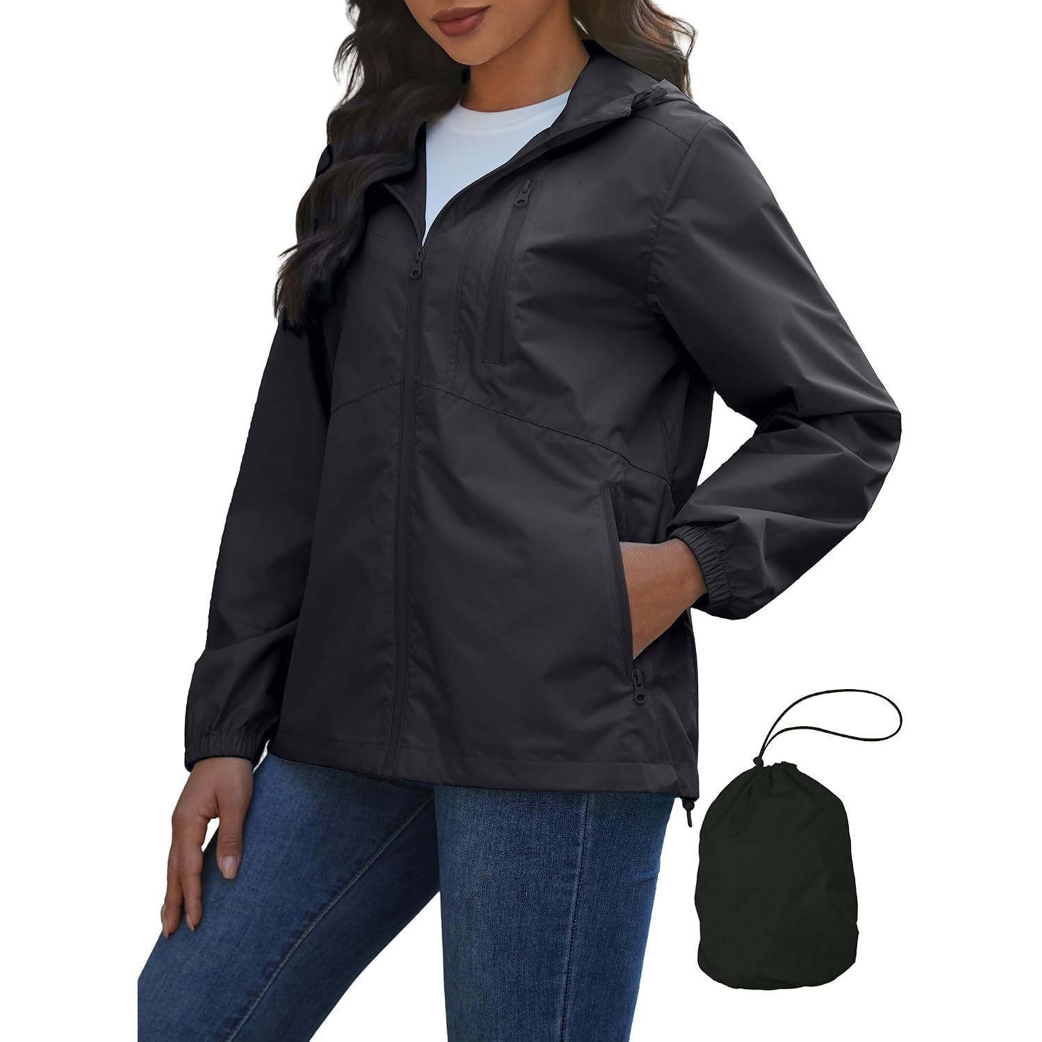 Lightweight Rain Jacket Women Packable Wind Breaker Light Rain Jacket Women Waterproof Travel Raincoat S-Xxl