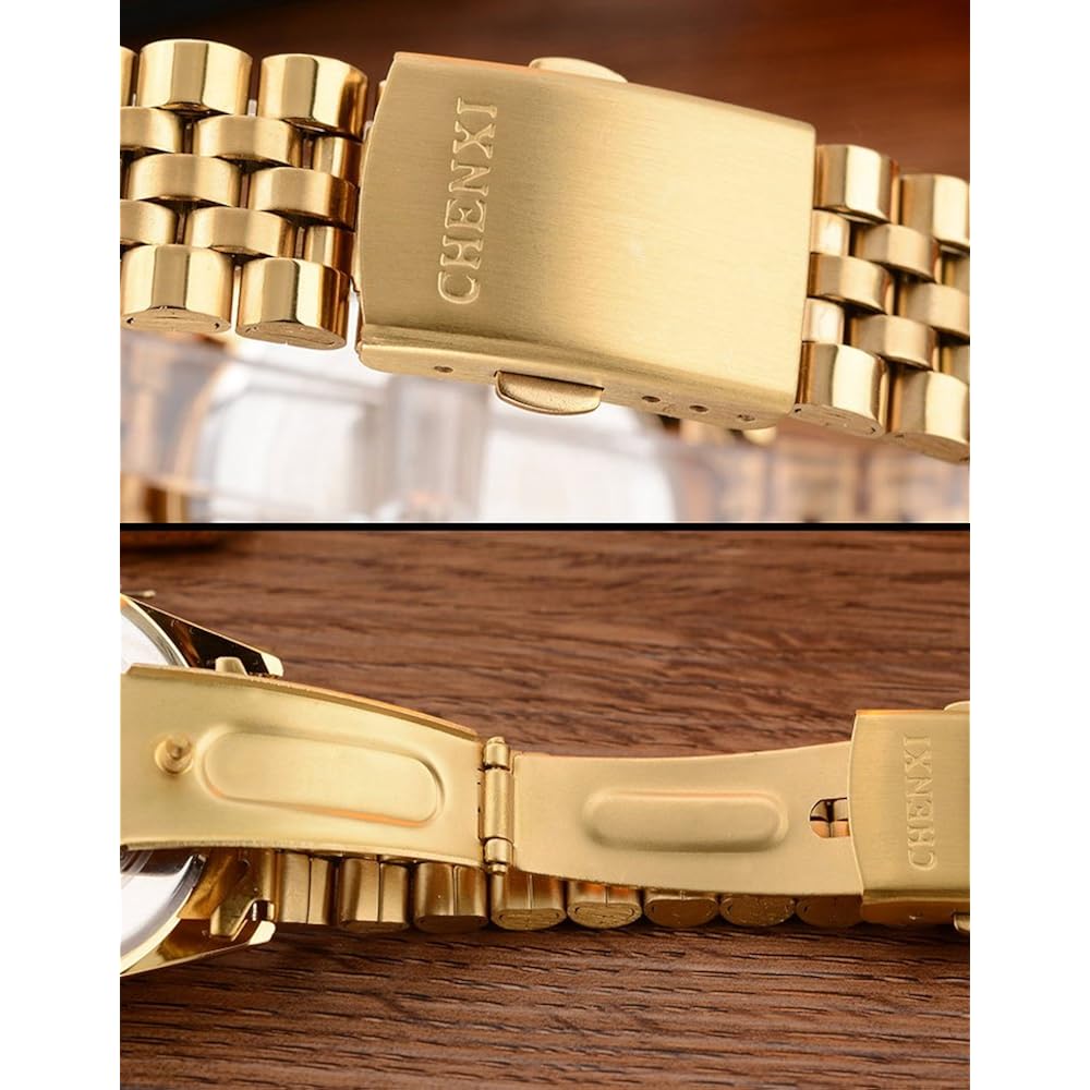 Dreaming Q&P Fq-043 Classic Golden Stainless Steel Male Female Crystals Quartz Wrist Watches For Man Woman Gold | Classic Golden, Male Female, Crystals, For Man Woman