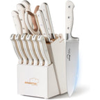 Knife Set, Kitchen Knives Set With Block And Sharpener 14 Pcs Full Tang Knives German Stainless Steel Dishwasher Safe Kitchen Utensils Set With Ergonomic Handle Gifts For Women