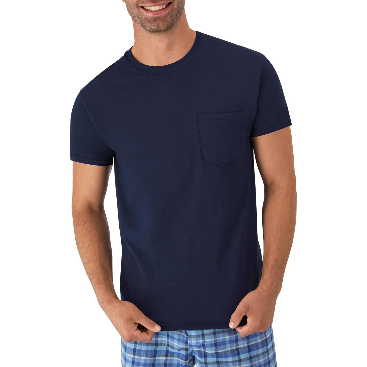 Hanes Men'S Pocket T-Shirt Pack, 6-Pack, Cool & Breathable Cotton Tees, Stay-Tucked Undershirts For Men