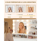 Livelyglow White Makeup Vanity Desk With Charging Station & 4 Drawers | 10 Led Bulbs, Hd Mirror, Cushioned Stool, Hairdryer Rack