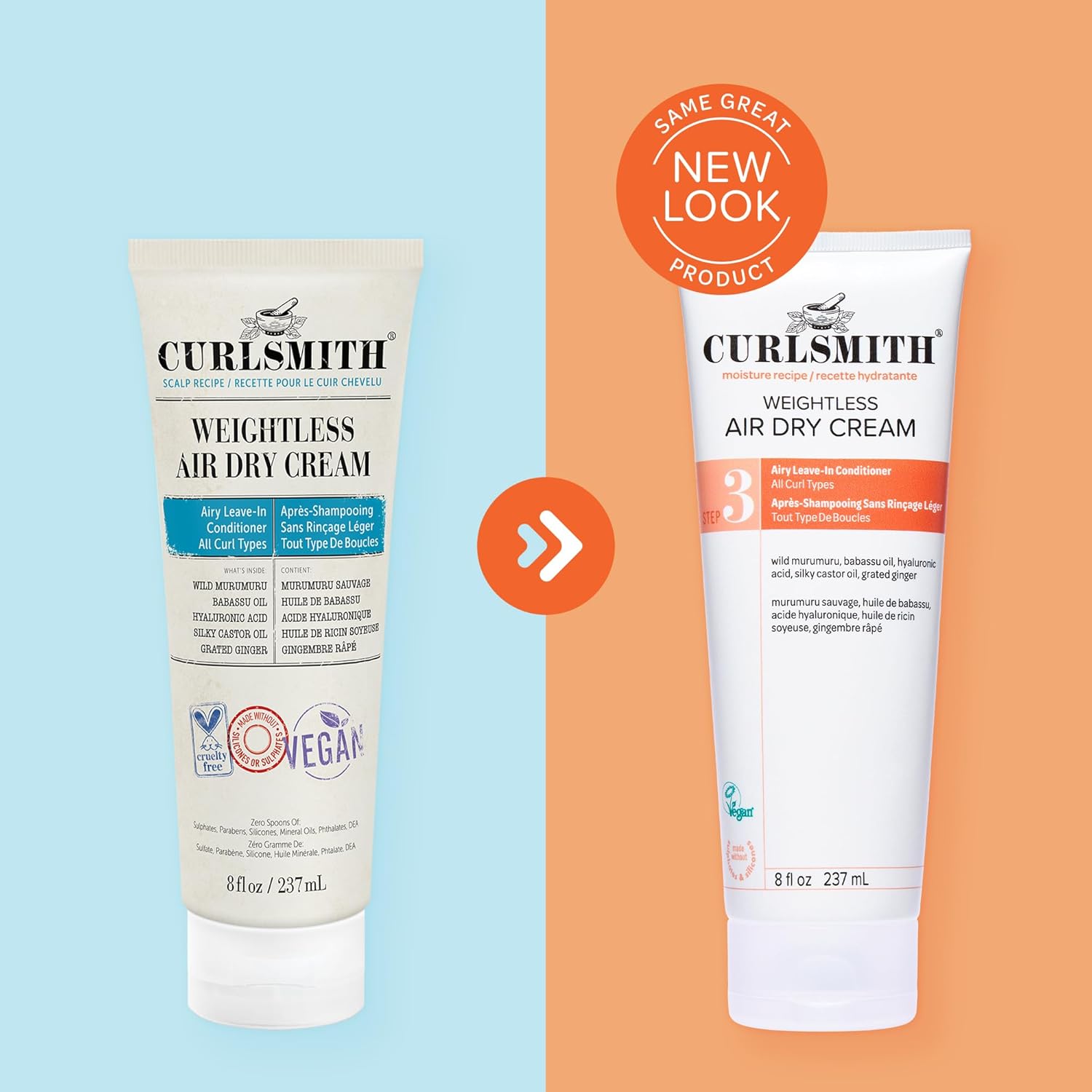 CURLSMITH Weightless Air Dry Cream for Hair, Hydrating and Detangling, Leave In Conditioner for Curly Hair, For All Curl Types, Vegan & Cruelty-free