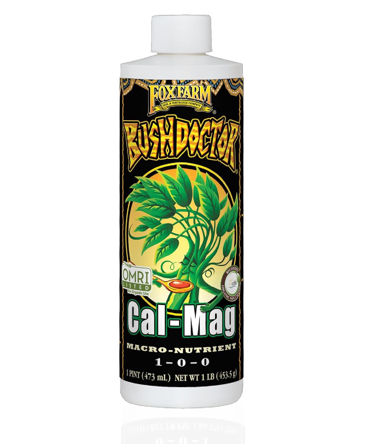 Foxfarm Bush Doctor Cal Mag For Plants -Omri Listed For Organic Gardening - 1-0-0, 3% Calcium, 0.9% Magnesium - 1-Pint