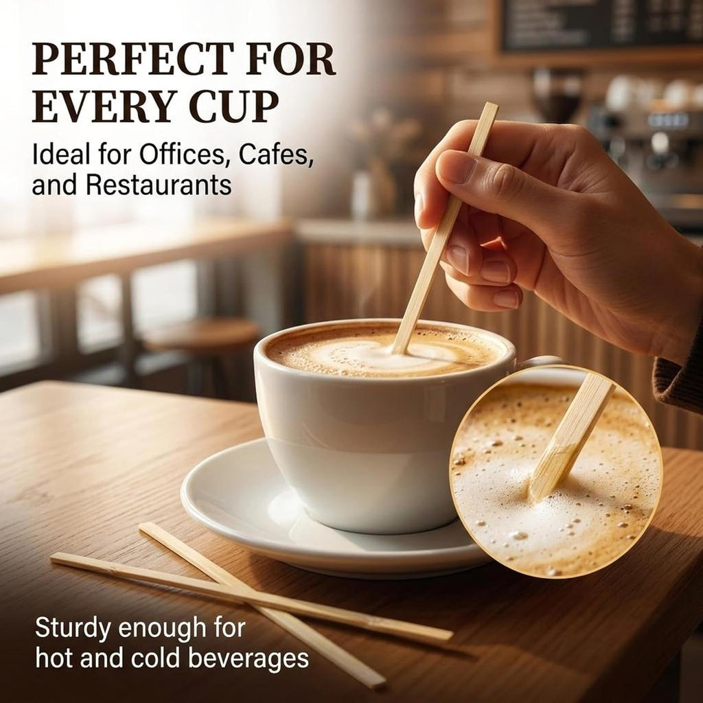 MAQIHAN 1000PCS coffee Stir Sticks - Wooden Coffee Stirrers Disposable 5.5 Inch Square Stirrer for Coffee Bar Accessories Espresso Drink Swizzle Sticks