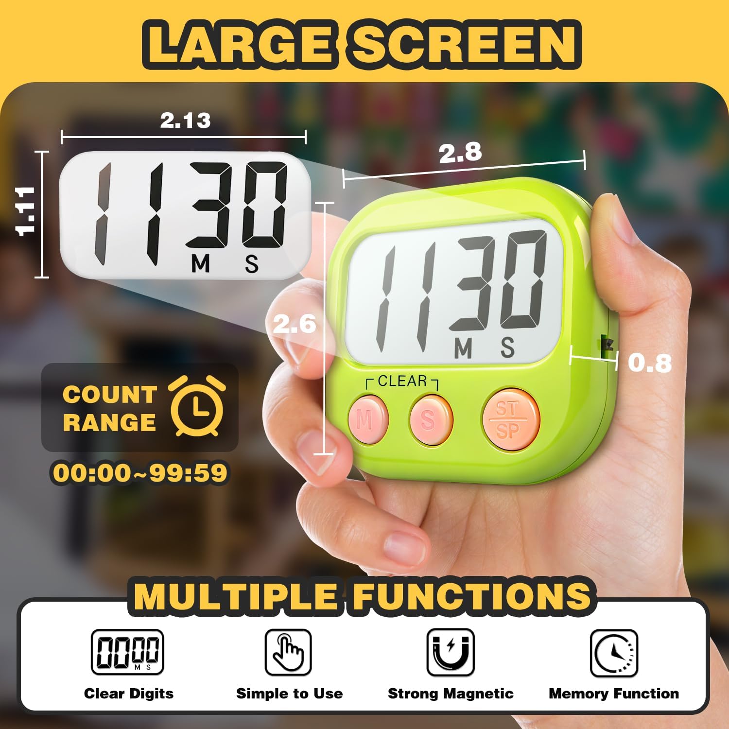 Classroom Timers For Teachers Kids Large Magnetic Digital Timer Teacher Supplies 2 Pack-Blue Green