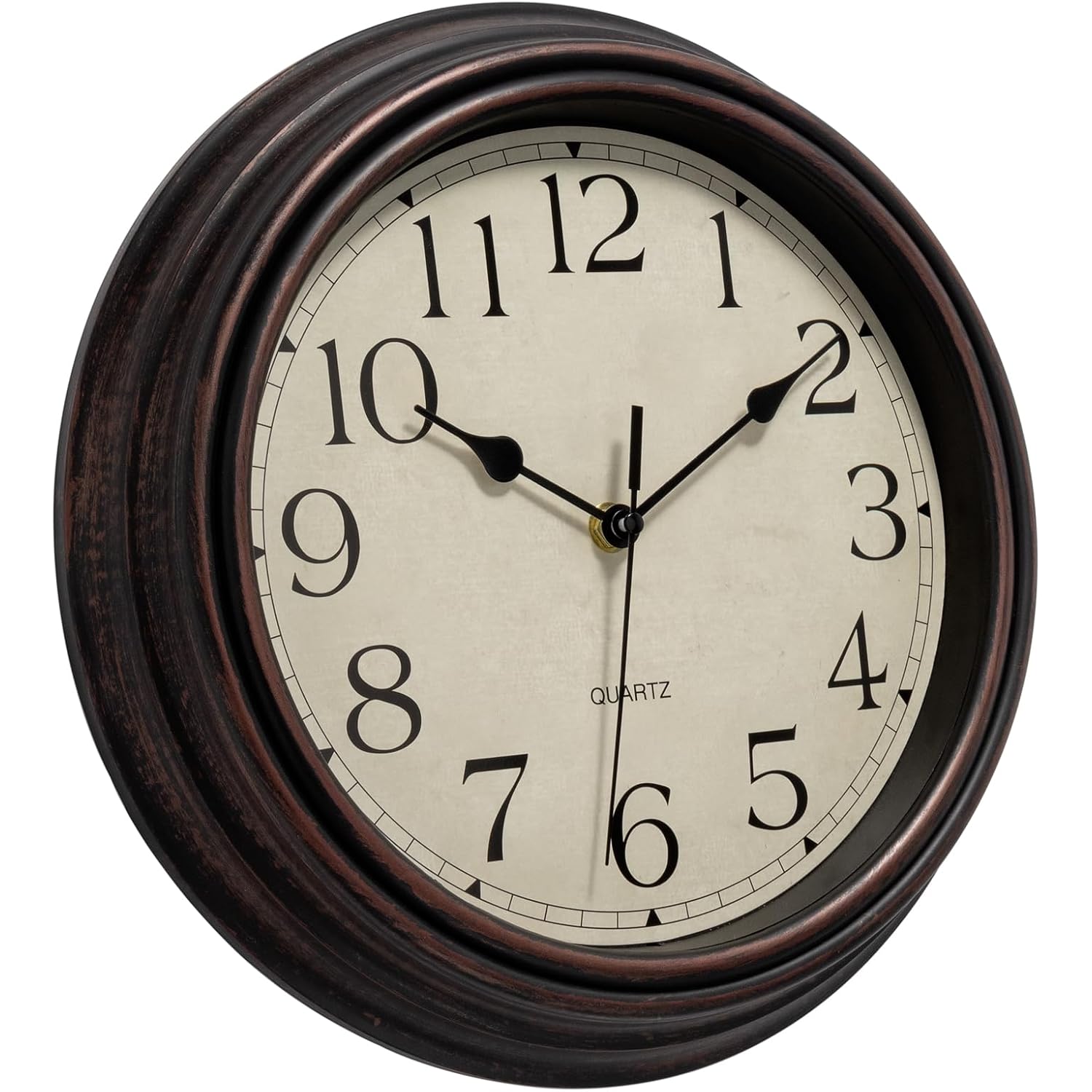 Foxtop Retro Silent Non-Ticking Round Classic Clock Quartz Decorative Battery Operated Wall Clock For Living Room Kitchen Home Office 12 Inch (Bronze)