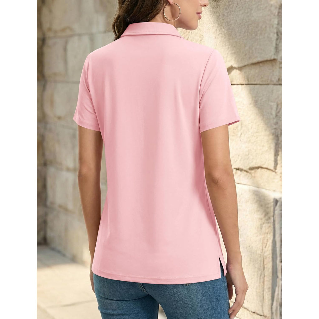 Women's Polo Shirts Short Sleeve 3-Button UPF 50+ Collared Shirt Summer Casual Tops Wicking Golf Polos