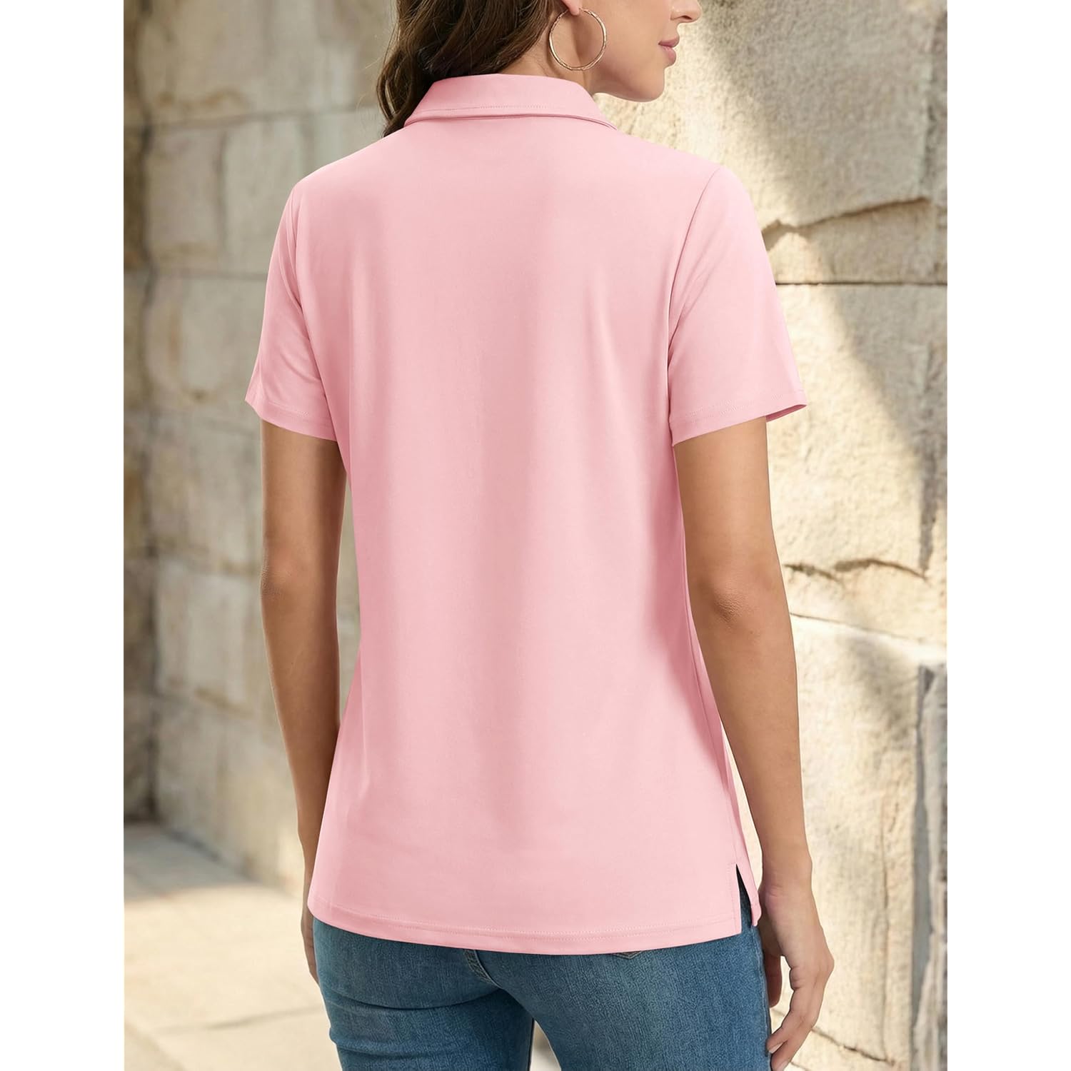 Women's Polo Shirts Short Sleeve 3-Button UPF 50+ Collared Shirt Summer Casual Tops Wicking Golf Polos