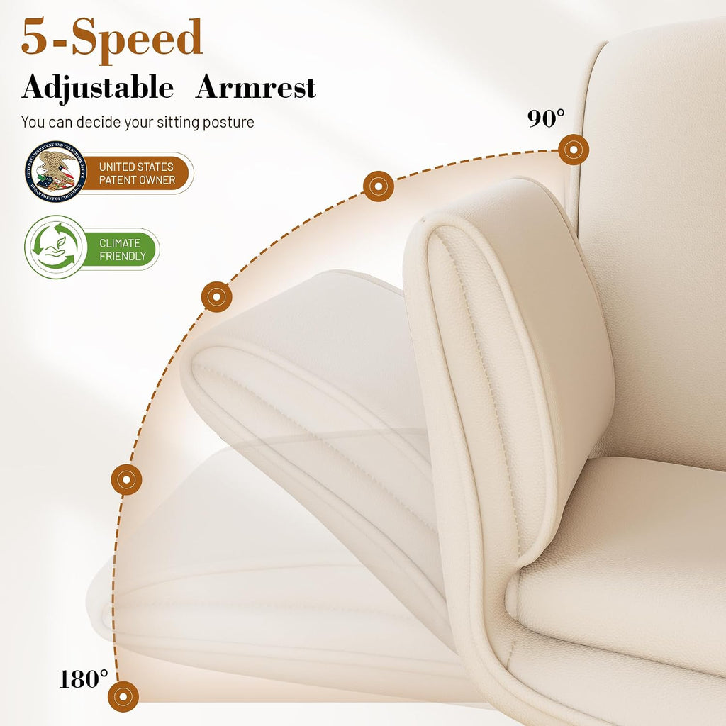 Criss Cross Chair With Wheels & Armrests,Comfy Wide Vanity Chair,Scratch-Resistant Pu Leather Cross Legged Desk Chair,Height Adjustable Computer Office Desk Chairs For Home,Makeup,Bedroom