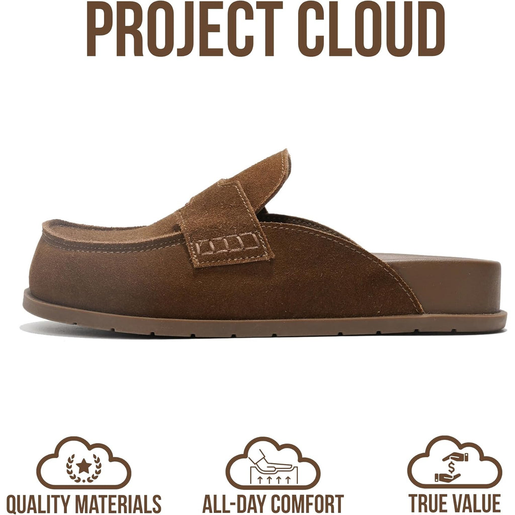 Project Cloud 100% Genuine Leather Womens Clogs - Plush & Soft Insole with Arch Support Non Slip Mules & Clogs for Women Footwear - Water Resistant Women Shoes (Foamy)