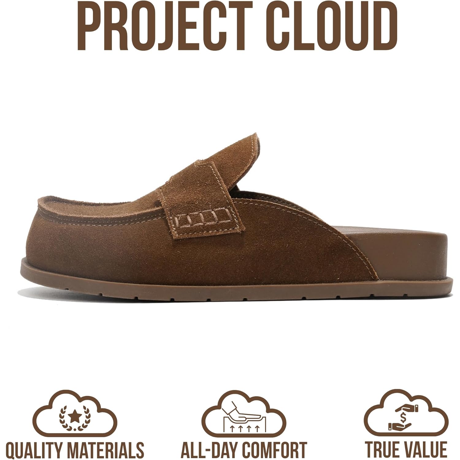 Project Cloud 100% Genuine Leather Womens Clogs - Plush & Soft Insole with Arch Support Non Slip Mules & Clogs for Women Footwear - Water Resistant Women Shoes (Foamy)