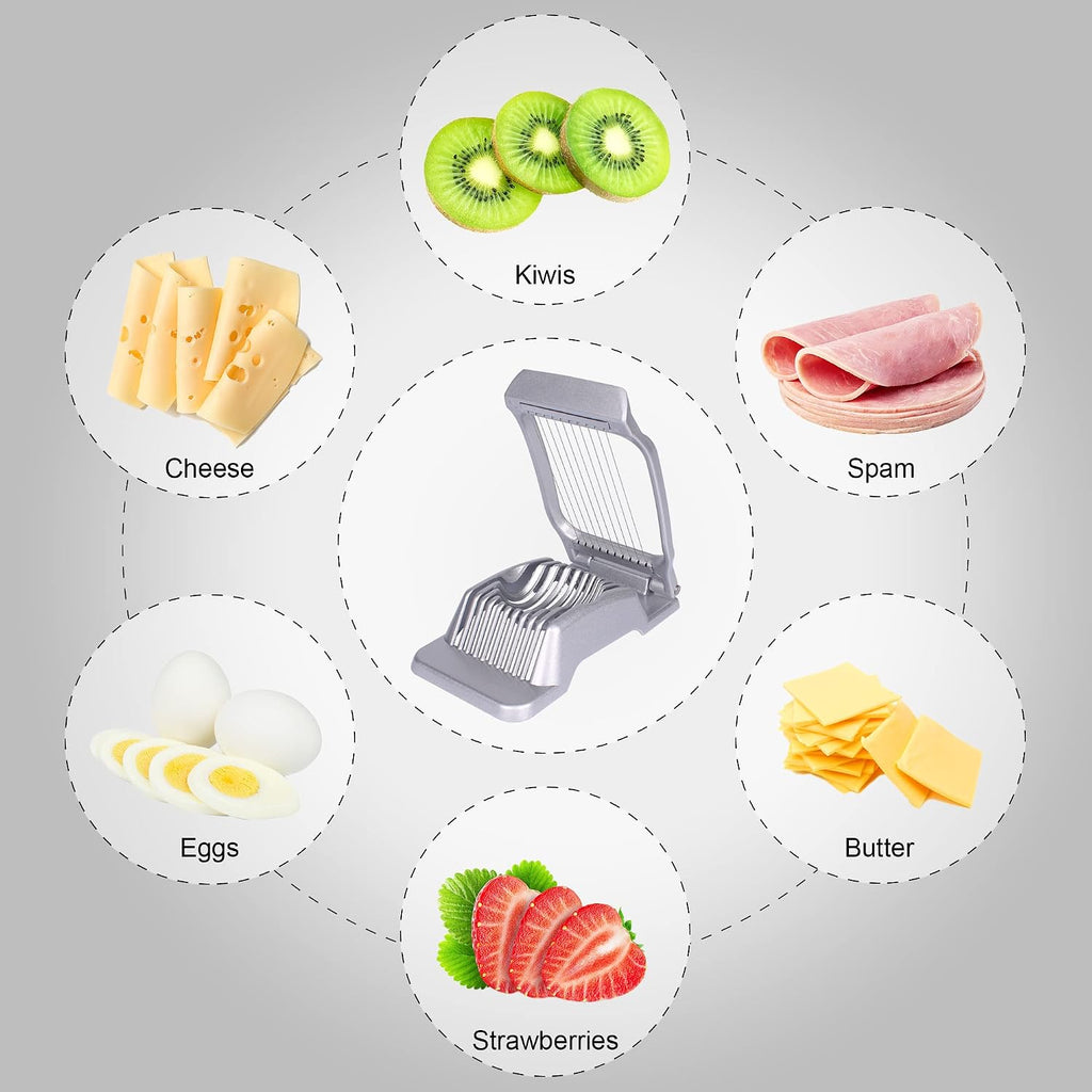Egg Slicer For Hard Boiled Eggs Egg Cutter Strawberry Slicer Heavy Duty Aluminium Tomato Slicer Stainless Steel Wire Multipurpose Egg Slicer Dicer For Soft Fruit Mushroom Home Use