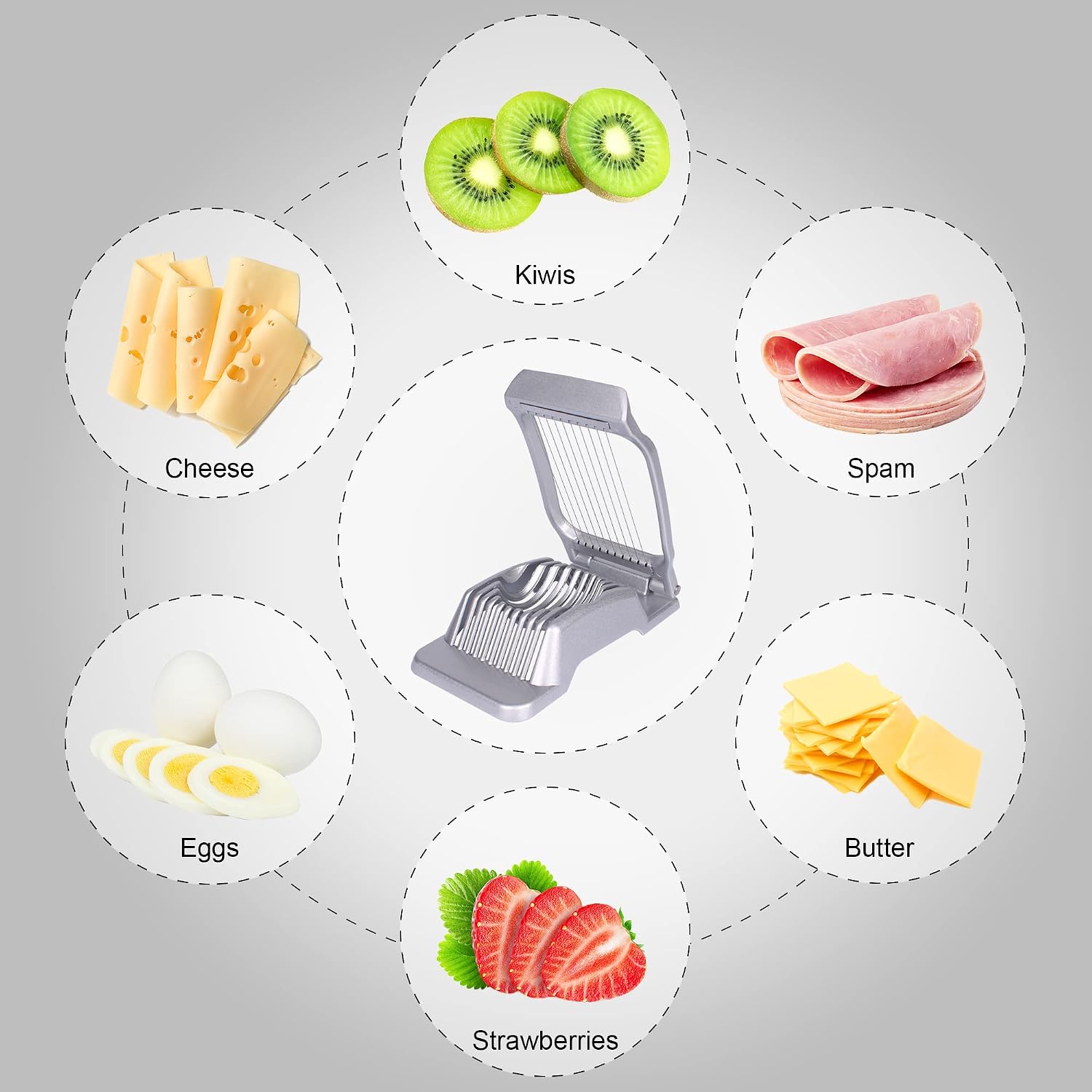 Egg Slicer For Hard Boiled Eggs Egg Cutter Strawberry Slicer Heavy Duty Aluminium Tomato Slicer Stainless Steel Wire Multipurpose Egg Slicer Dicer For Soft Fruit Mushroom Home Use