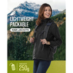 33,000Ft Women'S Rain Jacket Waterproof Lightweight Packable Raincoat With Hood For Golf Hiking Travel Windbreaker