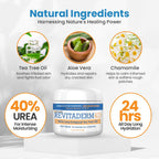 Revitaderm 4D 40% Urea Advanced Foot Cream for Cracked Heels & Dry Skin, Intensive Repair for Rough, Callused Feet, Fast Absorbing, Fragrance Free, Made in USA, 4 oz with Pumice & Brush, 1 Pack