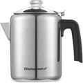 Elite Gourmet Ec008 Classic Stovetop Coffee Percolator, Glass Clear Brew Progress Knob, Cool-Touch Handle, Cordless Serve, 8-Cup, Stainless Steel