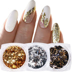 Nail Foil Holographic Glitter Nail Powder Kit Nail Art Gold Silver Glitter Aluminum Flakes Magic Mirror Effect Powders Sequins Nail Gel Polish Chrome Pigment Decorations 4 Box/Set