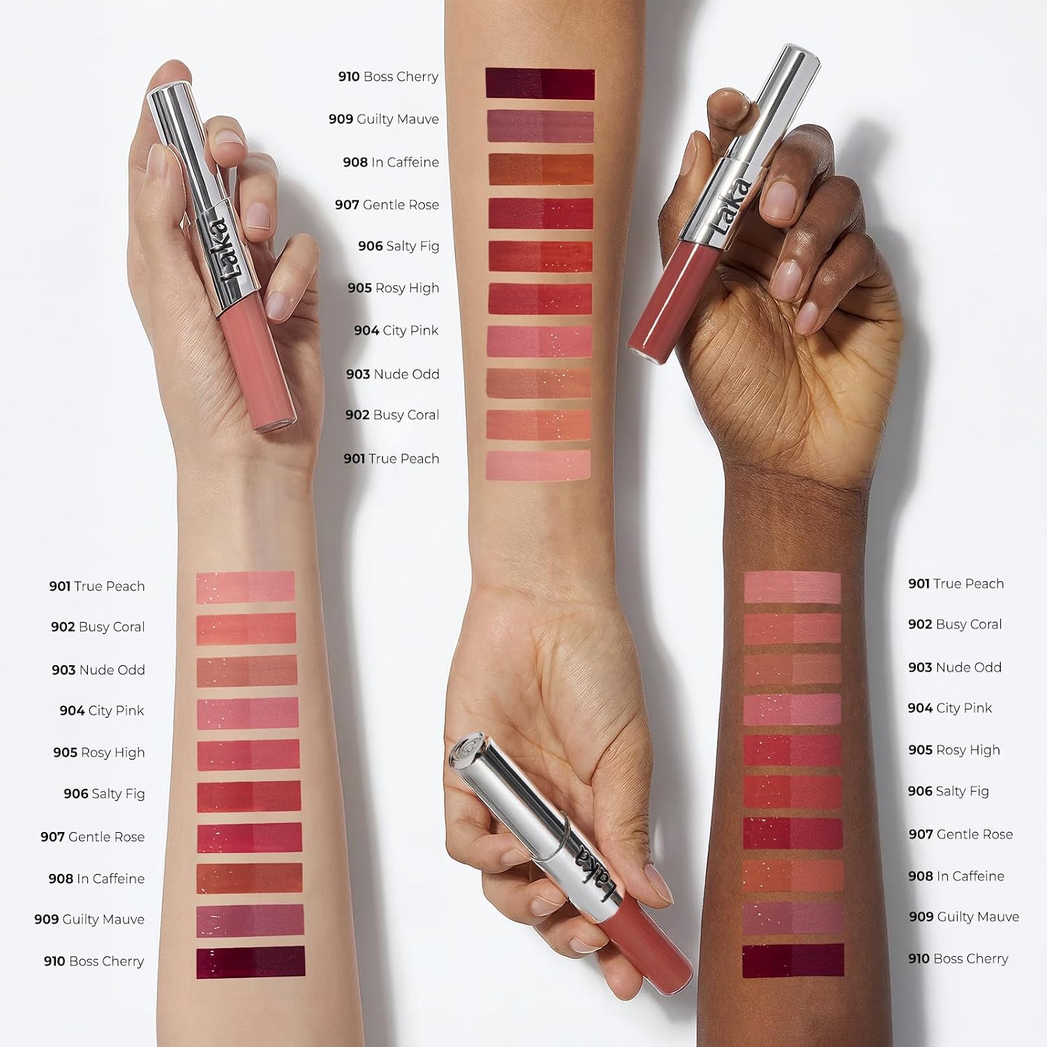 Laka Perfect Twin Lip - Dual-Ended Matte Liquid Lipstick & Clear Gloss | Transfer Proof Color | High Pigmented Lightweight Non-Sticky | Korean Makeup | #908 In Caffeine (Warm Taupe Brown), 0.31Oz