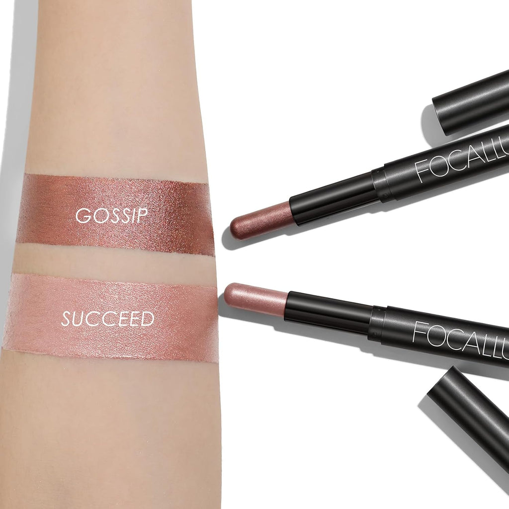 Focallure 2 Pcs Cream Eyeshadow Stick,Brightener Eyeshadow Pencil Crayon,Highlighter Eye Shadow Stick Sets With Crease-Proof Formula,Long Lasting Waterproof Eye Shadow Make Up,Silky Peach