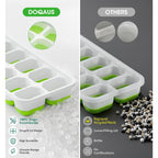 Doqaus Ice Cube Tray With Lids - 4 Pack Stackable Silicone Ice Trays For Freezer, Bpa & Lfgb Safe, Easy Release For Kitchen, Rv, Cocktail, Coffee, Soup & Food