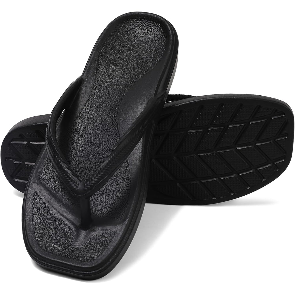 Flip Flops For Women With Arch Support - Square Toe Thong Sandals Comfortable Lightweight Summer Beach Walking Sandals