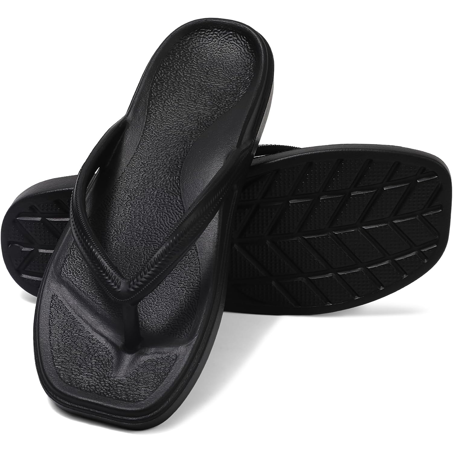 Flip Flops For Women With Arch Support - Square Toe Thong Sandals Comfortable Lightweight Summer Beach Walking Sandals